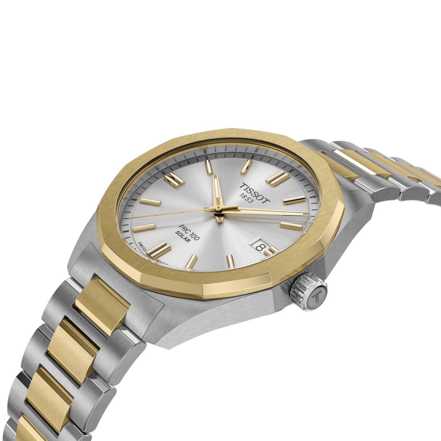 Tissot PRC 100 Solar Quartz Watch Silver Dial 39mm Image 5 La Mine d'Or Moncton, NB