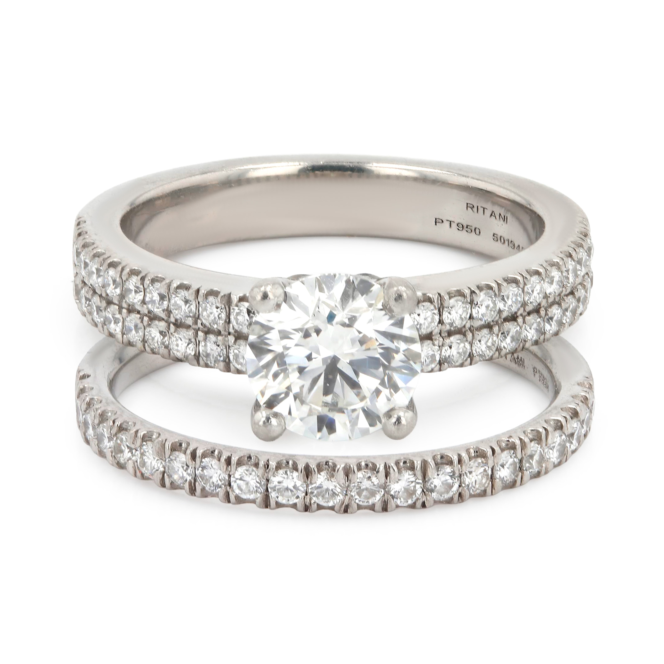 Estate 2.32tw Ritani Round Brilliant Diamond Wedding Set in Platinum La Mine d'Or Moncton, NB