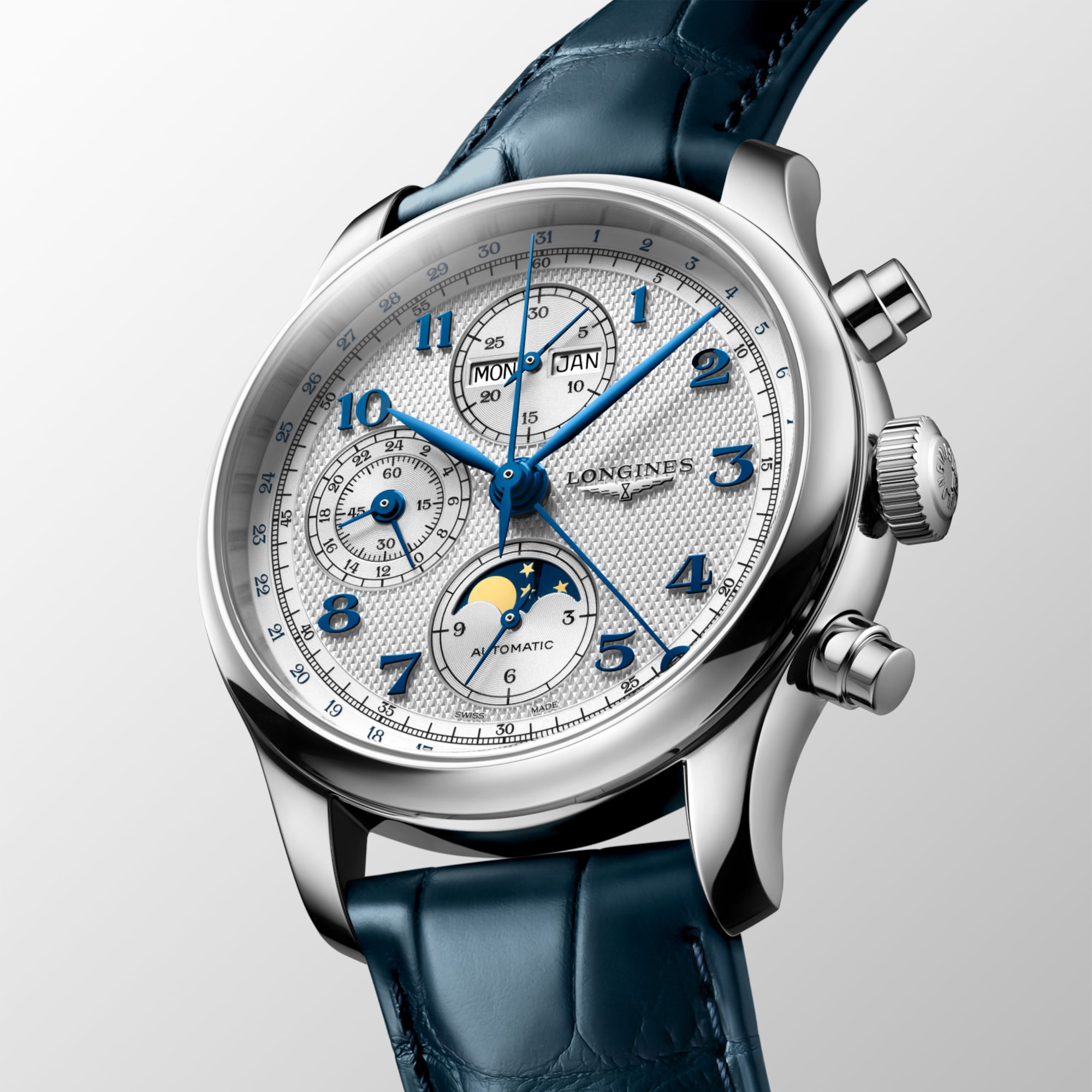 Longines Master Collection Chrono Moonphase Auto Silver Dial 41mm Image 2 La Mine d'Or Moncton, NB