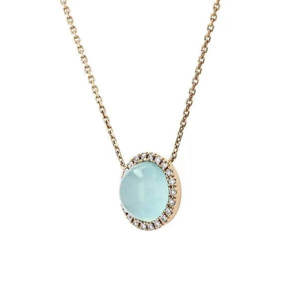 1.50tcw Round Green Chalcedony Halo Necklace Image 2 La Mine d'Or Moncton, NB