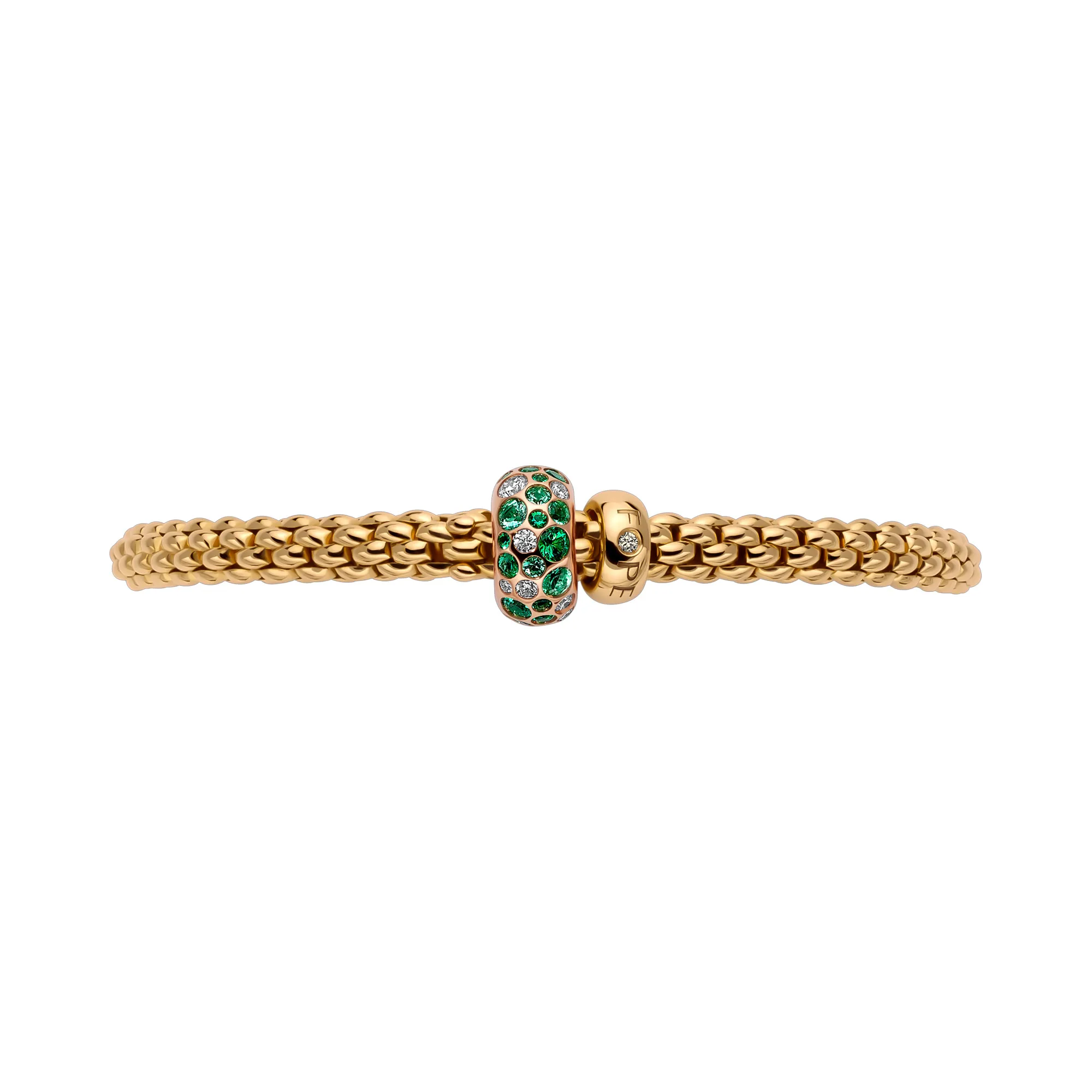 FOPE Solo Flex'it Yellow Gold Diamond & Emerald Bracelet, Size M Image 3 La Mine d'Or Moncton, NB