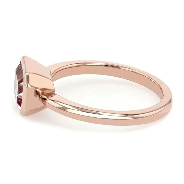 1.40ct Emerald Cut Bezel Solitaire Morganite Ring 14kt Rose Gold Image 2 La Mine d'Or Moncton, NB