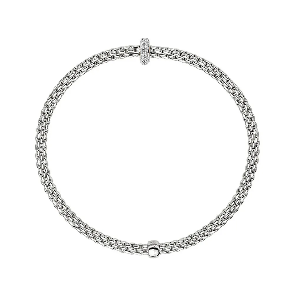 FOPE Prima Flex'it White Gold Diamond Bracelet Size M Image 2 La Mine d'Or Moncton, NB