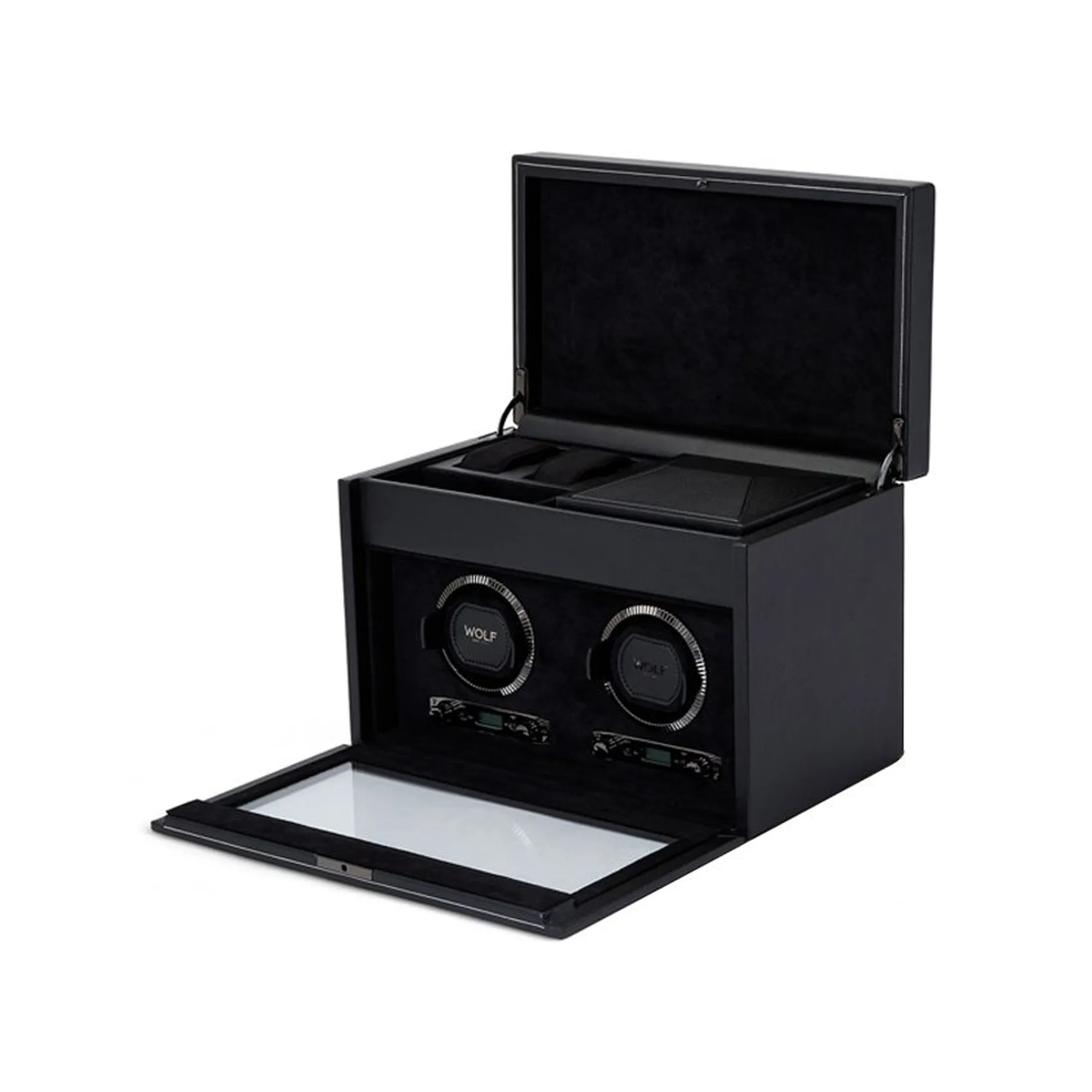 WOLF British Racing Double Watch Winder with Storage - Black Image 2 La Mine d'Or Moncton, NB