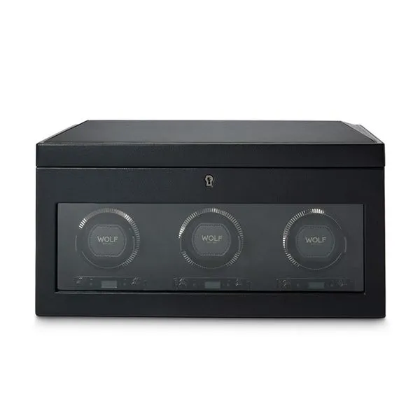 WOLF British Racing Triple Watch Winder with Storage - Black La Mine d'Or Moncton, NB