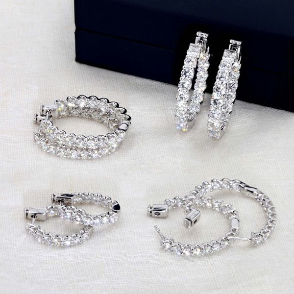 3.00tw Inside Outside Diamond Hoop Earrings Image 3 La Mine d'Or Moncton, NB