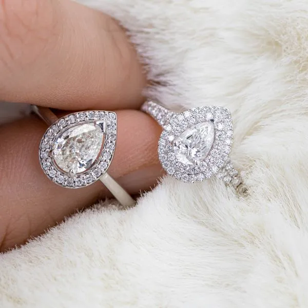 1.31tw Pear Diamond Double Halo Pave Engagement Ring Image 3 La Mine d'Or Moncton, NB