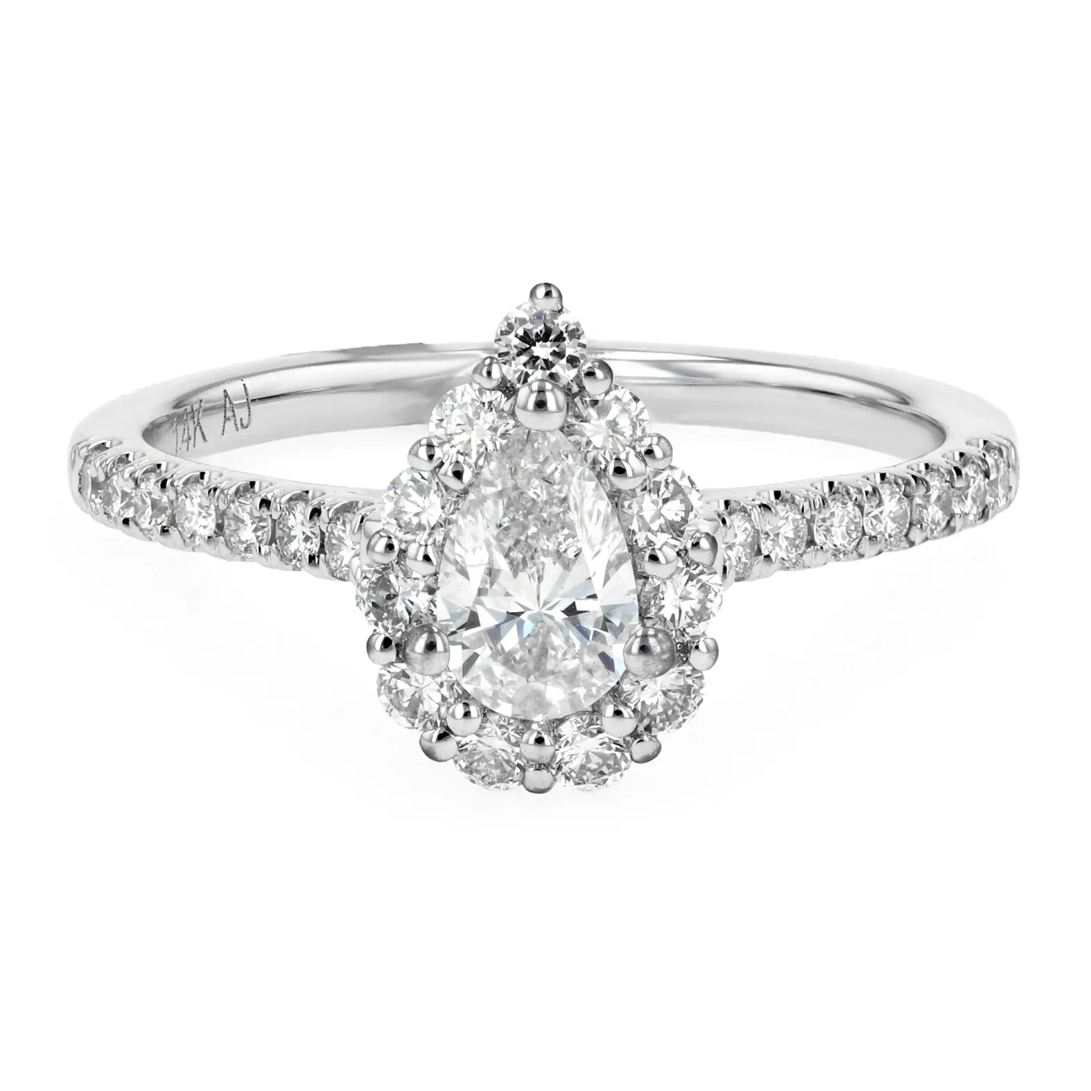 0.90tw Pear Diamond Halo Pave Engagement Ring La Mine d'Or Moncton, NB