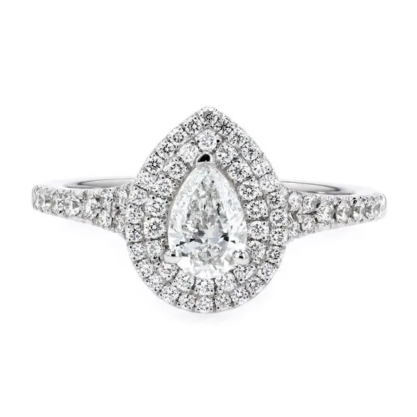 1.31tw Pear Diamond Double Halo Pave Engagement Ring La Mine d'Or Moncton, NB