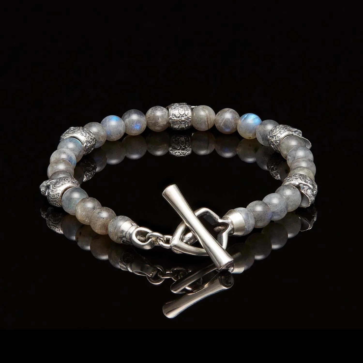 William Henry Crescent Labradorite Bracelet in Sterling Silver, Large in Size La Mine d'Or Moncton, NB
