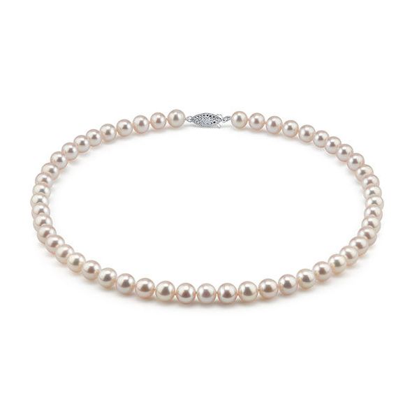 Akoya White Pearl Necklace with 14kt White Gold Filigree Clasp La Mine d'Or Moncton, NB