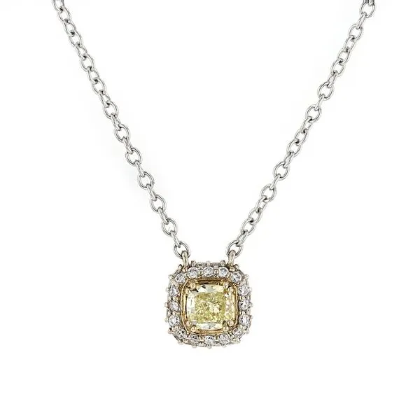 0.80tw Cushion Cut Diamond Halo Necklace La Mine d'Or Moncton, NB