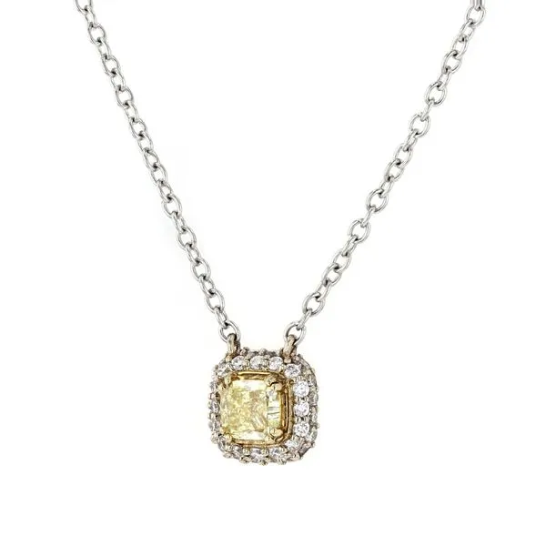 0.80tw Cushion Cut Diamond Halo Necklace Image 2 La Mine d'Or Moncton, NB
