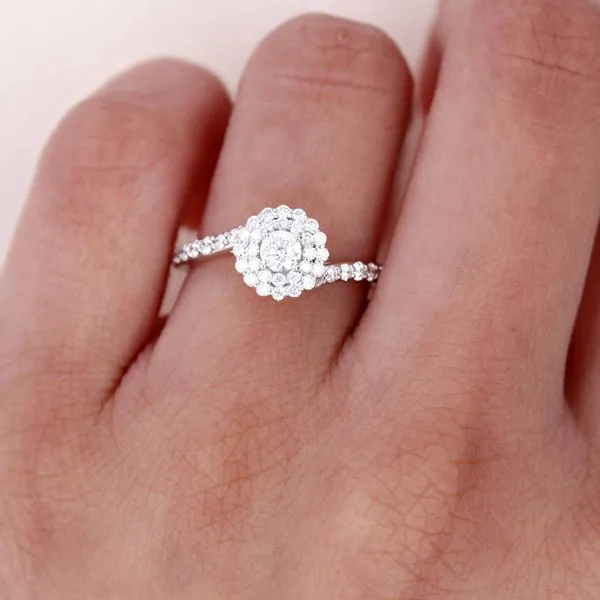 0.78tw Round Maple Leaf Diamond Double Halo Engagement Ring Image 5 La Mine d'Or Moncton, NB