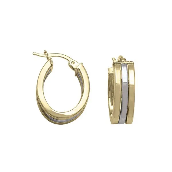 14kt Two Tone Oval Hoop Earrings La Mine d'Or Moncton, NB