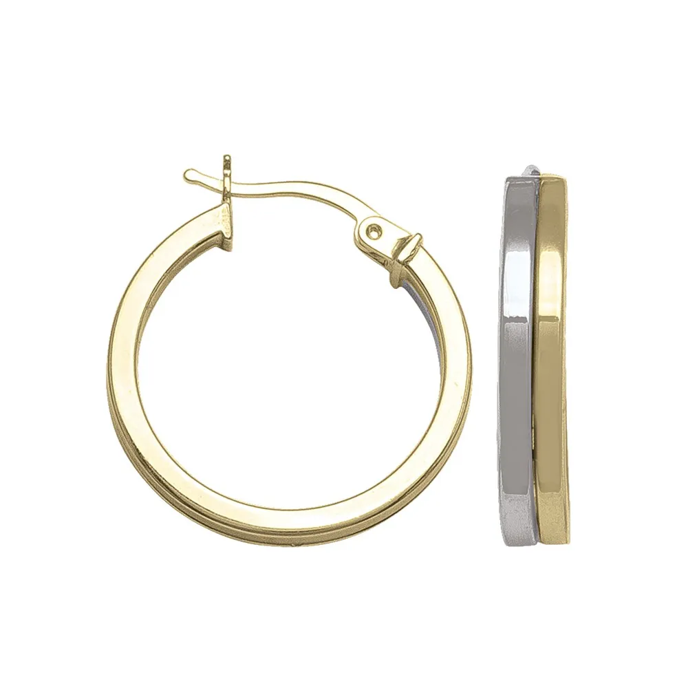 14kt Two Tone Hoop Earrings La Mine d'Or Moncton, NB