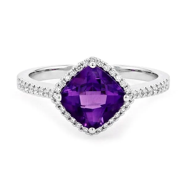 1.32tw Cushion Cut Amethyst Halo Ring La Mine d'Or Moncton, NB