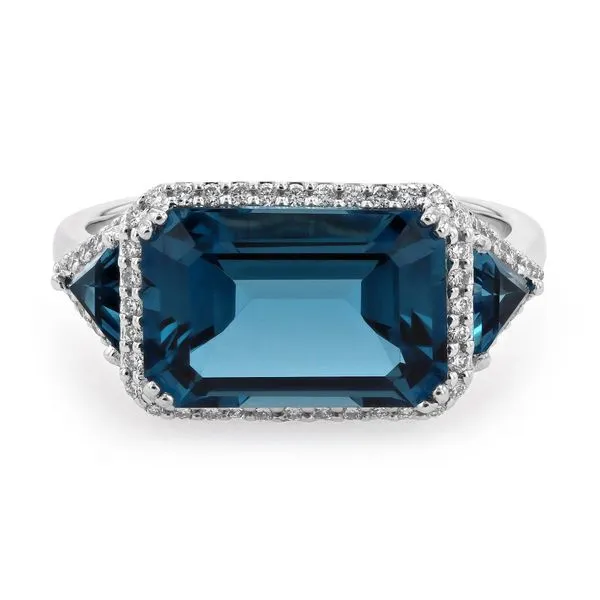 4.85tw London Blue Topaz & Diamond Ring 14kt White Gold La Mine d'Or Moncton, NB