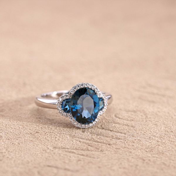 3.20tw London Blue Topaz & Diamonds Ring 14kt White Gold Image 3 La Mine d'Or Moncton, NB