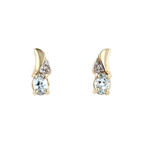 Genuine Aquamarine Birthstone & Diamond Stud Earrings La Mine d'Or Moncton, NB