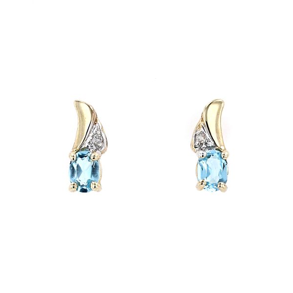Genuine Blue Topaz Birthstone & Diamond Stud Earrings La Mine d'Or Moncton, NB