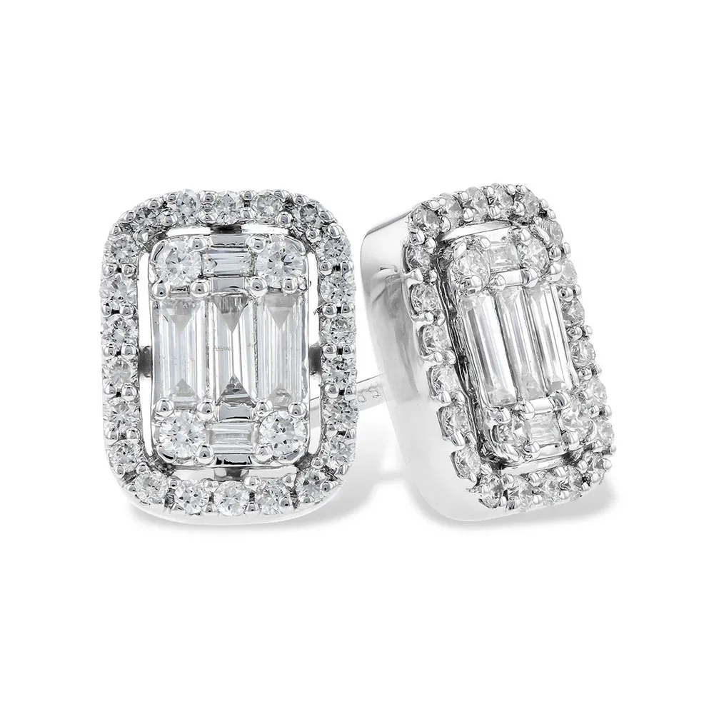 0.50tw Diamond Baguette Stud Earrings in 14kt White Gold La Mine d'Or Moncton, NB