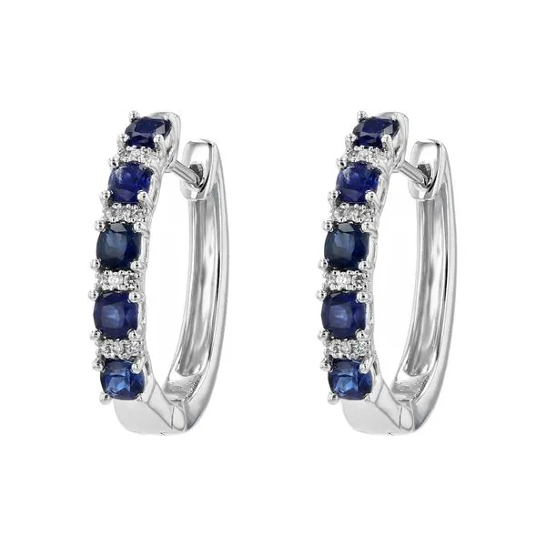 1.50tw Sapphire and Diamond Huggie Earrings in 18kt White Gold La Mine d'Or Moncton, NB