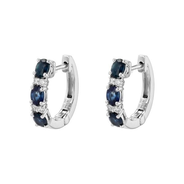 1.50tw Sapphire and Diamond Huggie Earrings in 18kt White Gold La Mine d'Or Moncton, NB