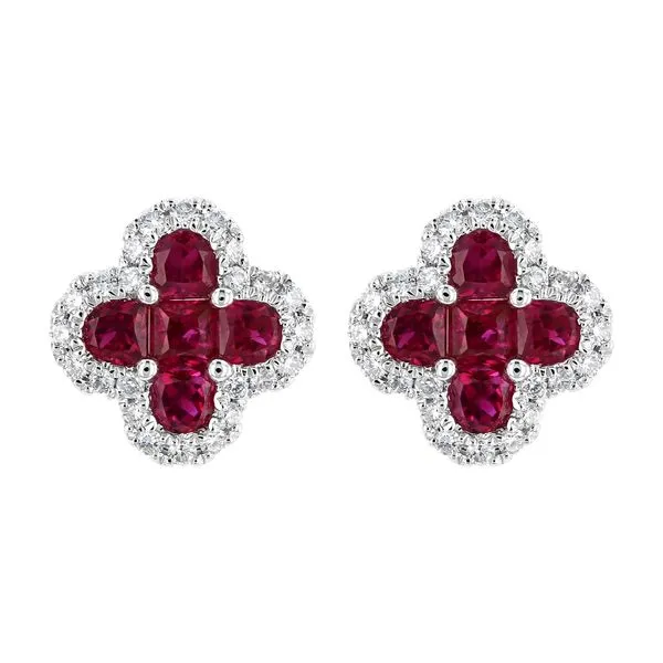 1.49tw Ruby and Diamond Clover Earrings in 18kt White Gold La Mine d'Or Moncton, NB