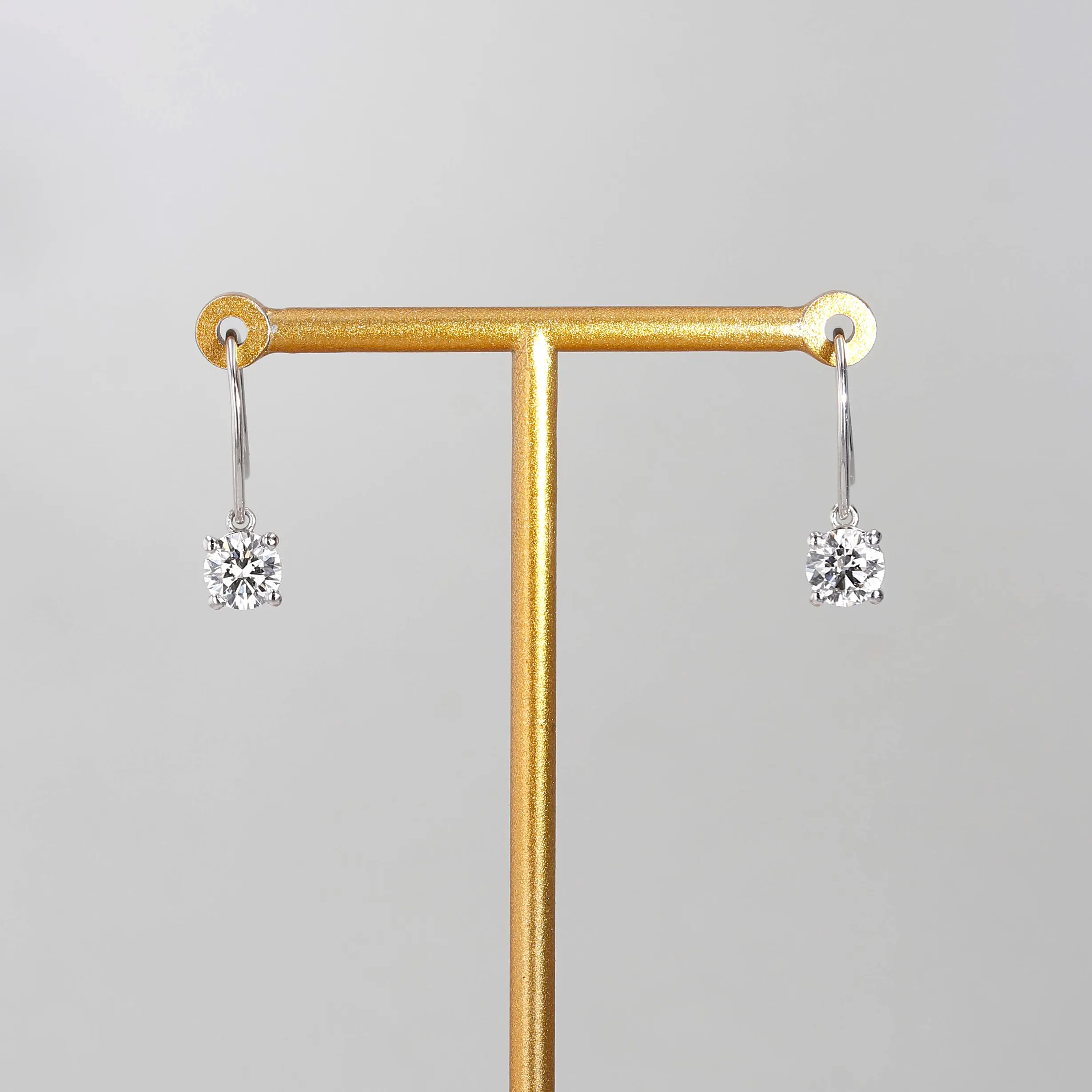 1.00tw Round Brilliant Diamond French Drop Earrings