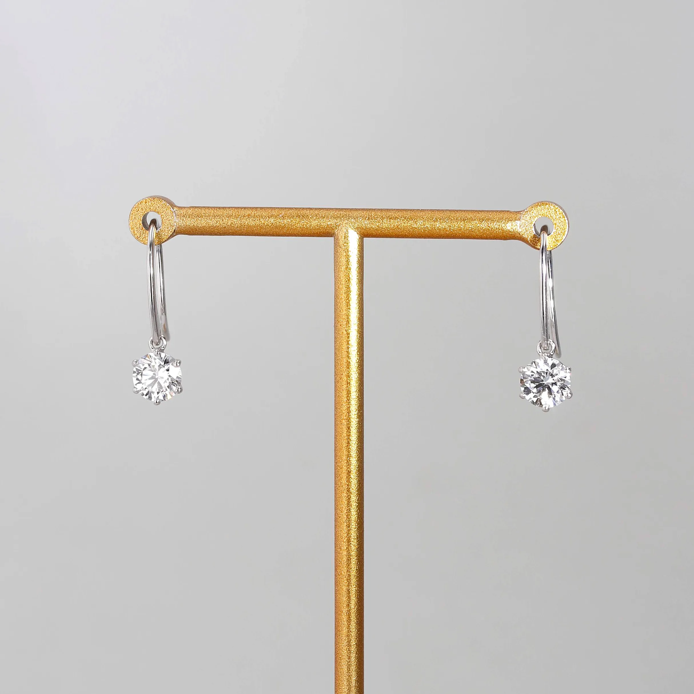1.01tw Round Brilliant Diamond French Drop Earrings