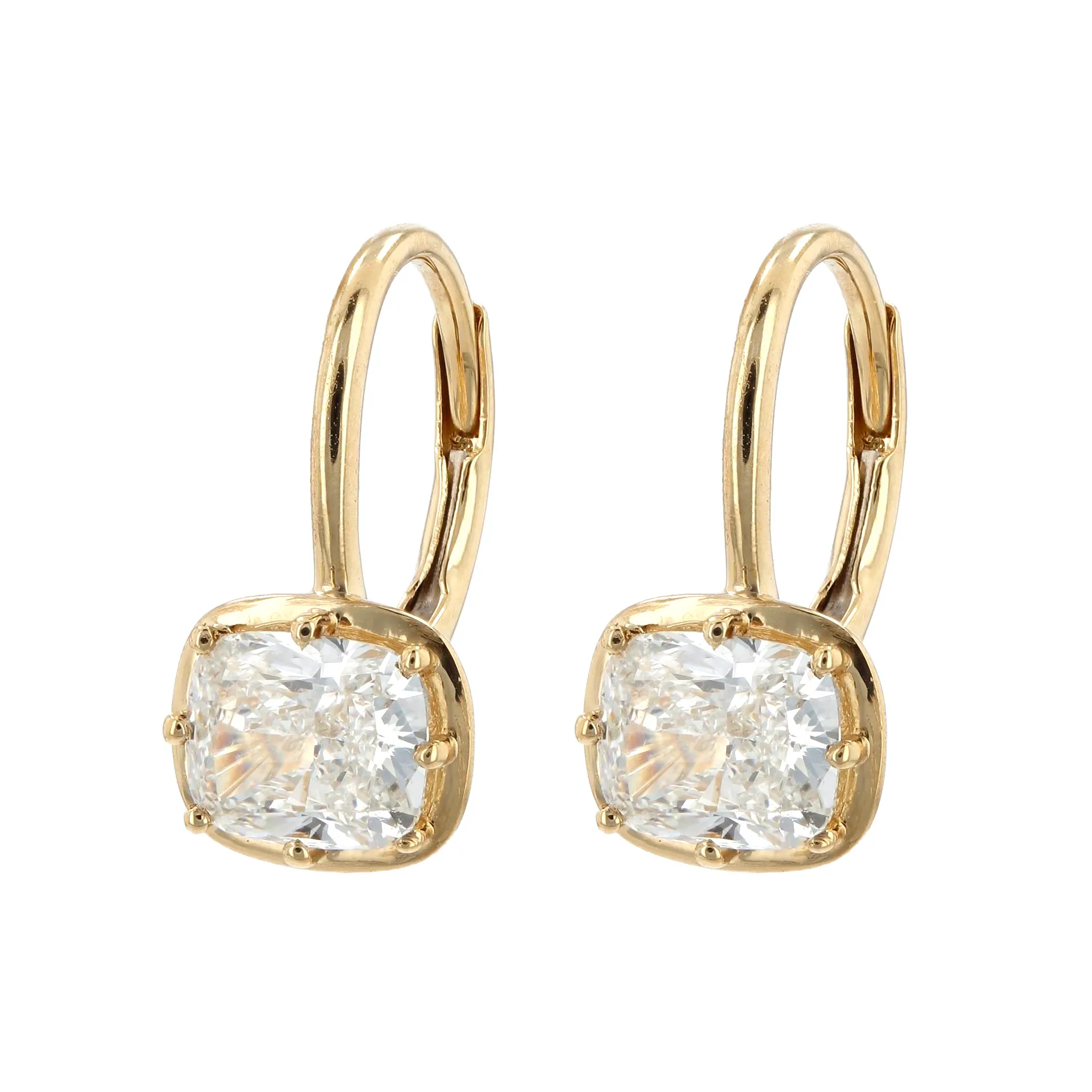 1.86tw Cushion Shaped Diamond French Drop Earrings