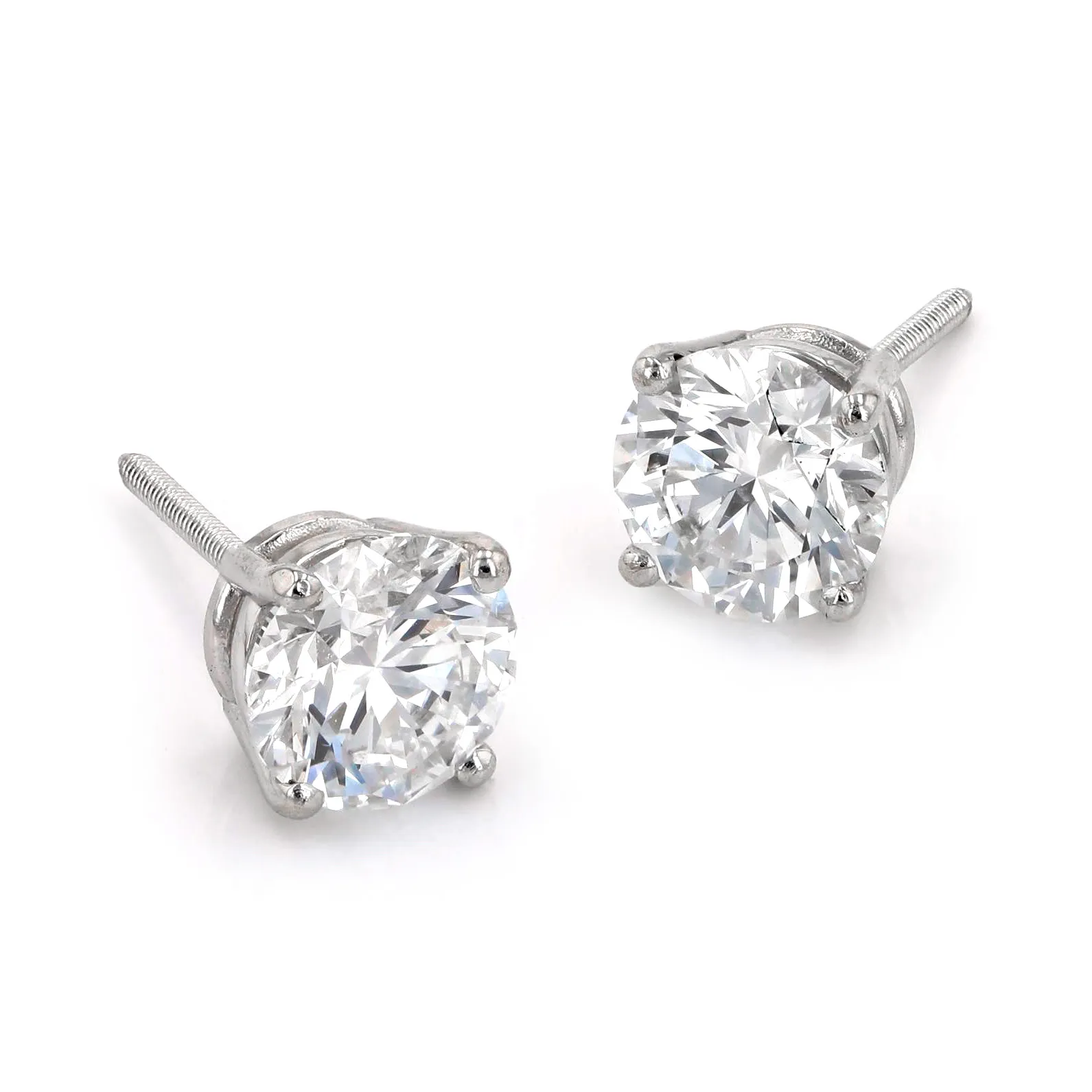 1.62tw Round Brilliant Diamond Platinum Stud Earrings