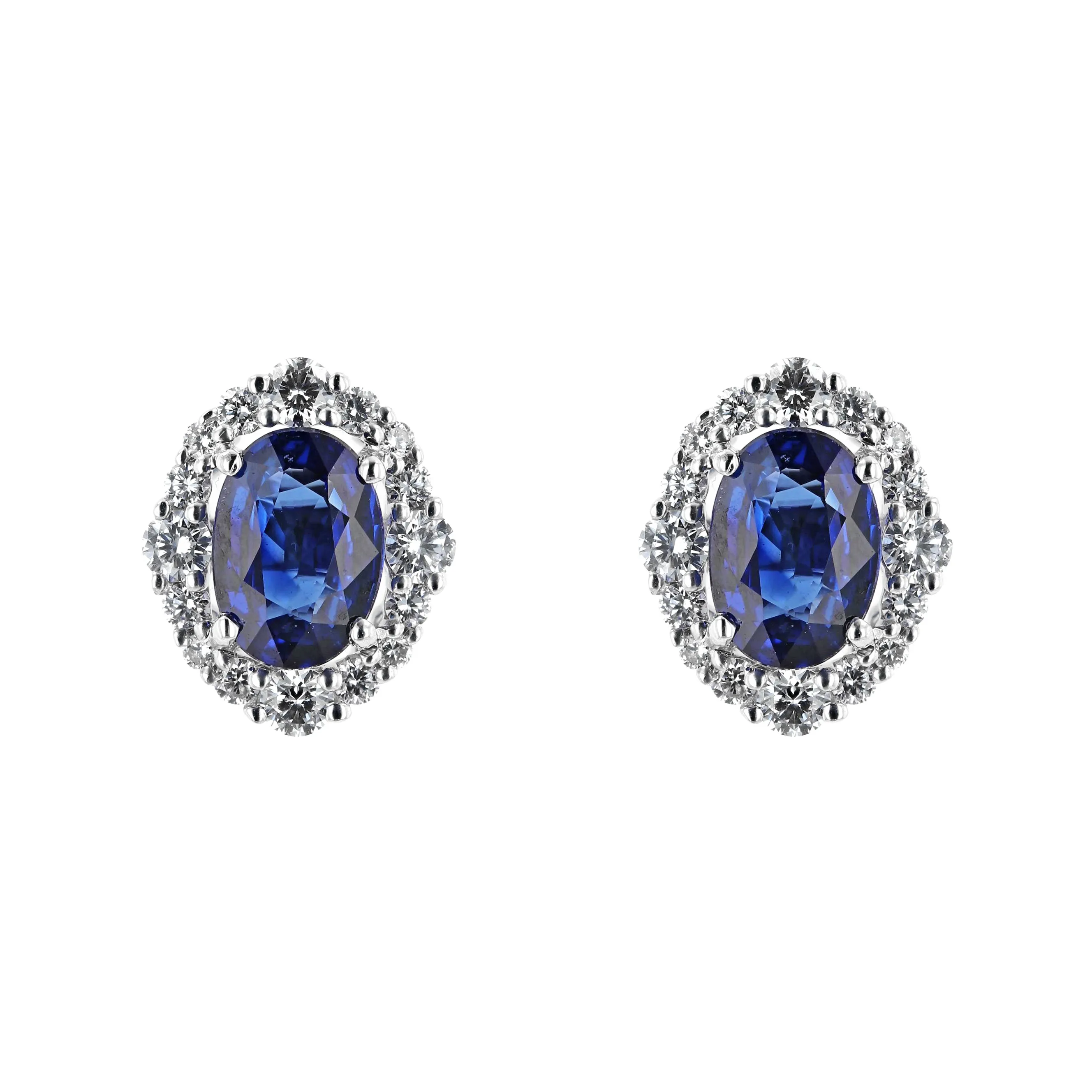 2.50tw Sapphire and Diamond Halo Stud Earrings La Mine d'Or Moncton, NB