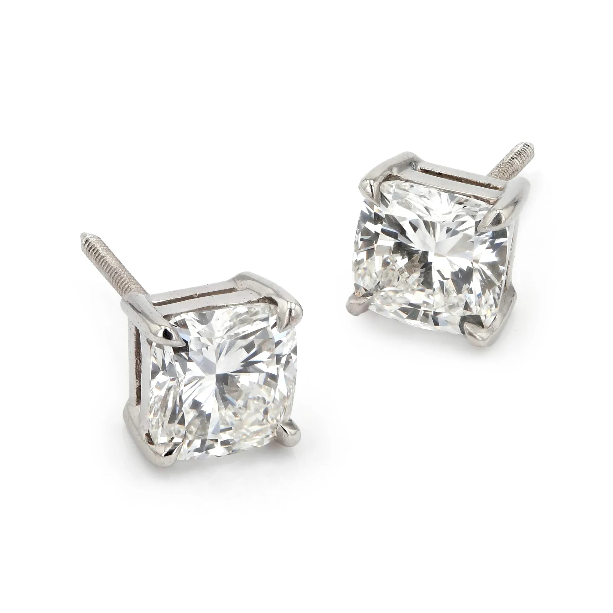 3.01tw Cushion Shaped Diamond Stud Earrings