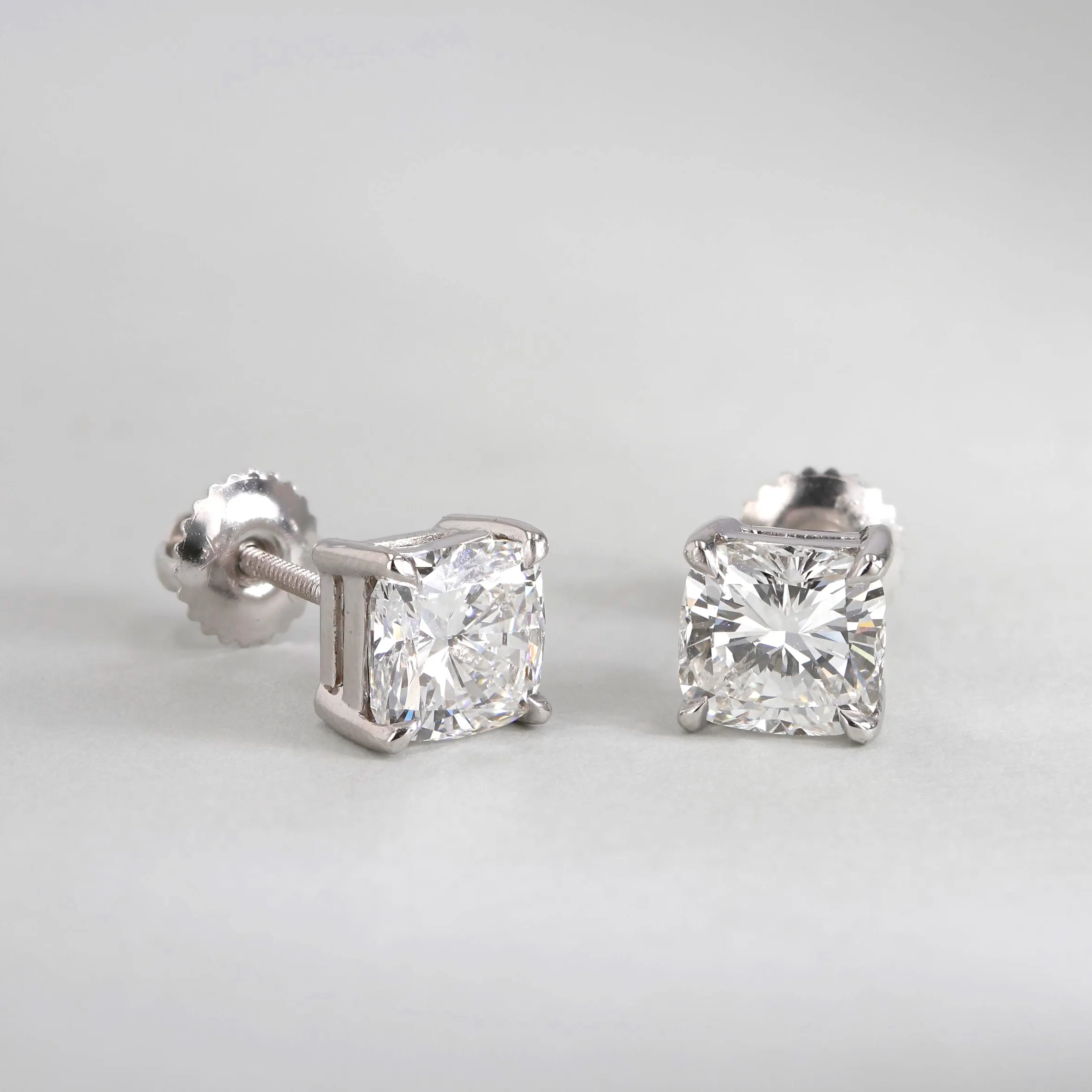 3.01tw Cushion Shaped Diamond Stud Earrings