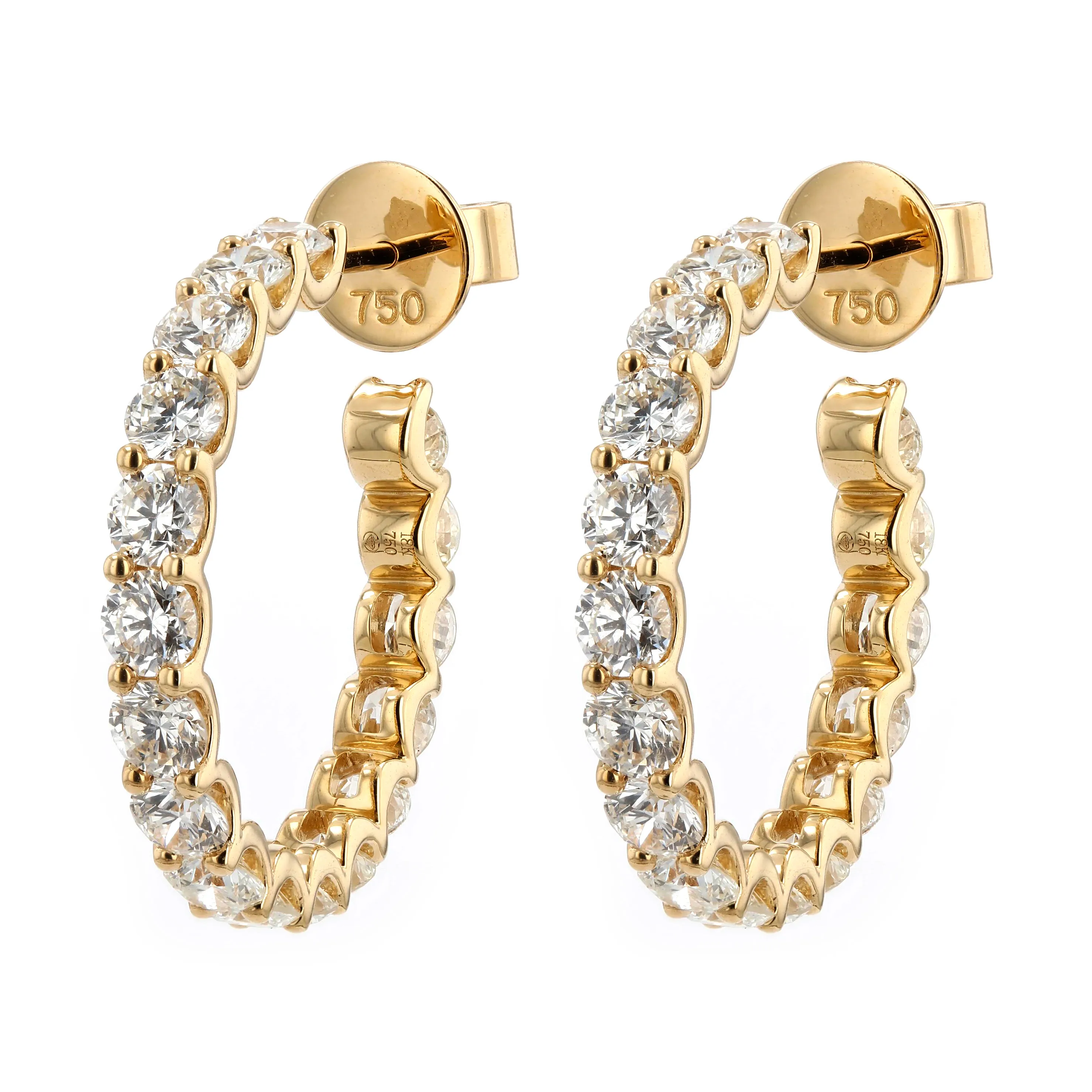 5.00tw Round Diamonds In-Out Eternity Hoop Earrings