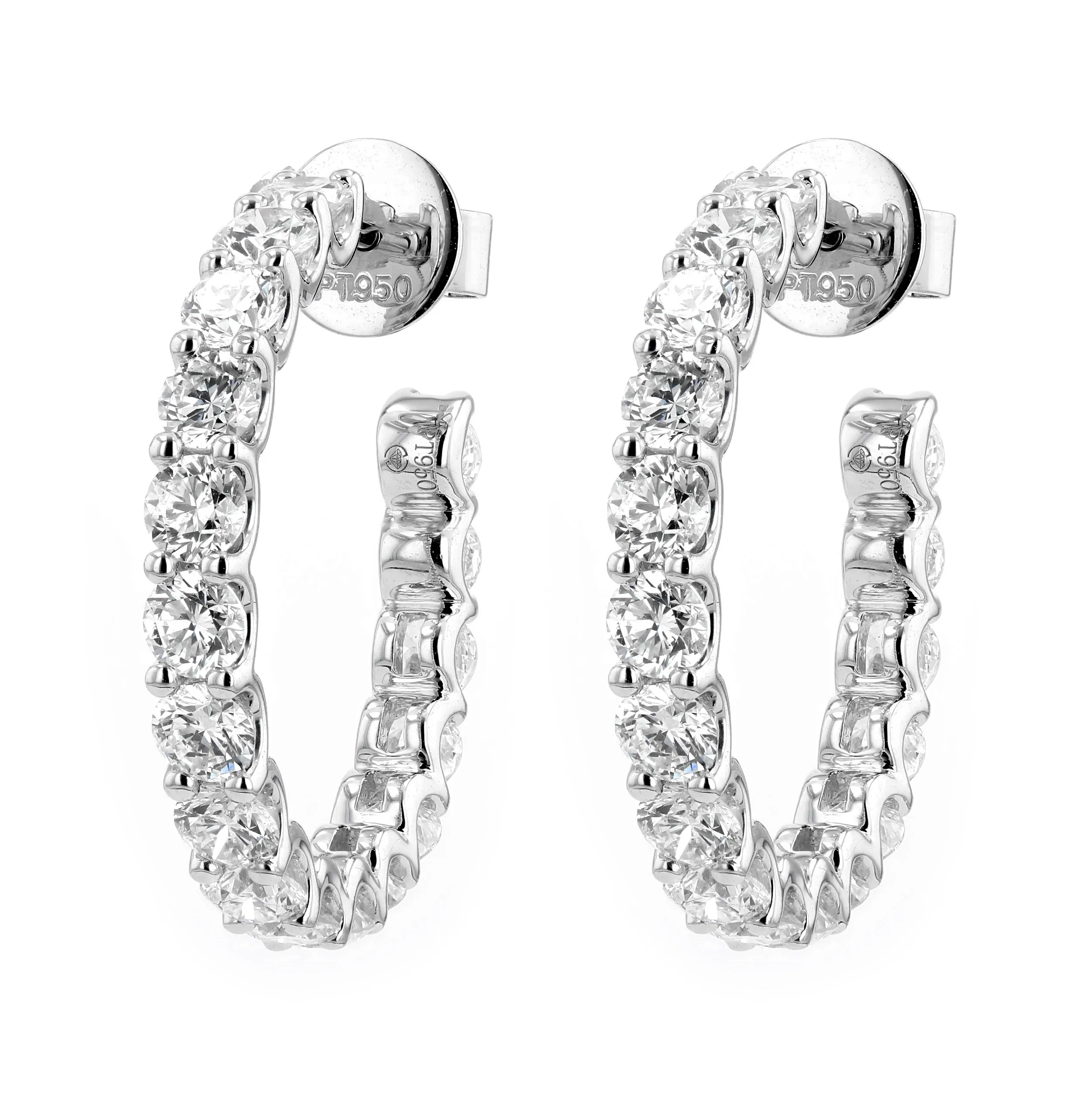 5.00tw Round Diamonds In-Out Eternity Hoop Earrings