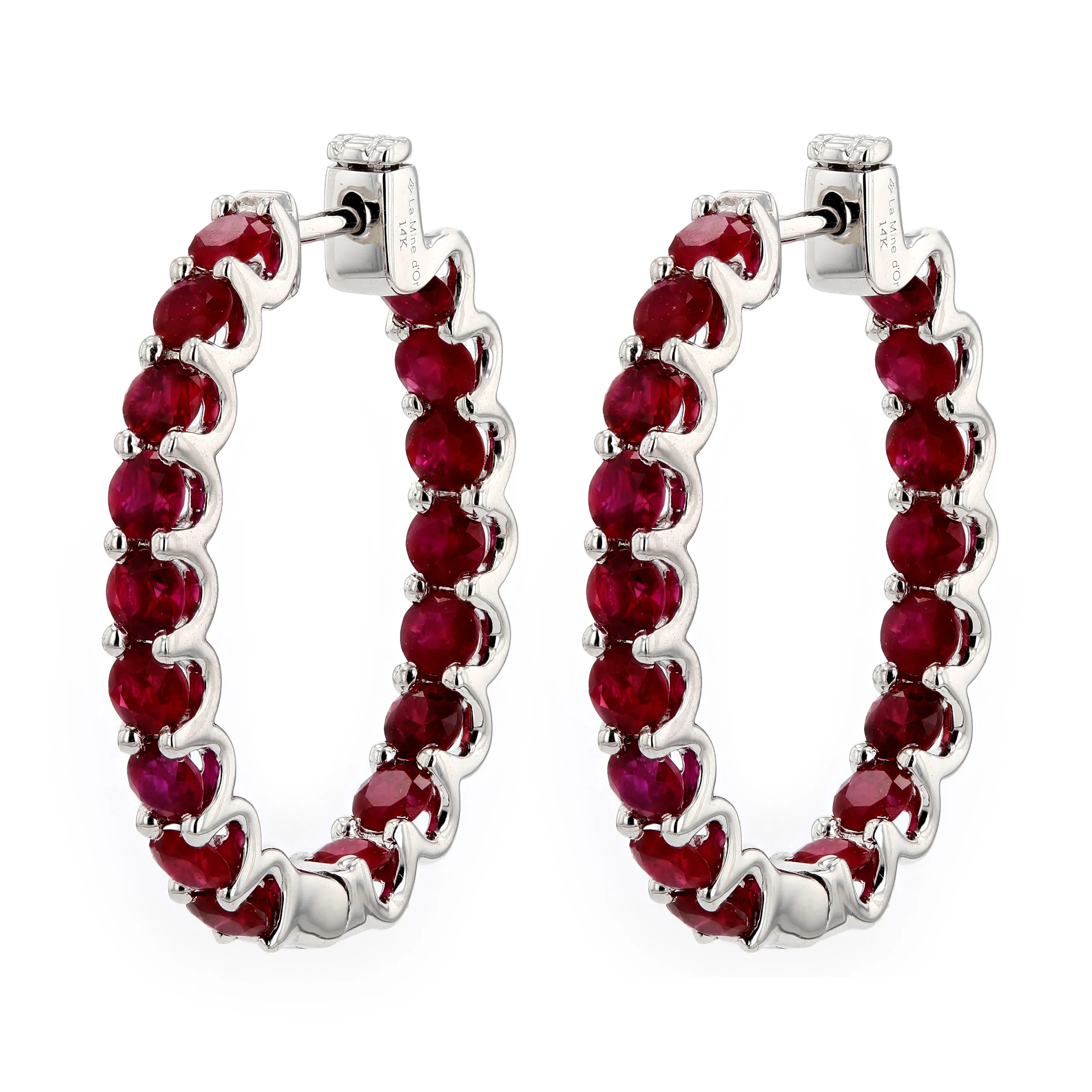 1.70tw Ruby In-Out Eternity Hoop Earrings