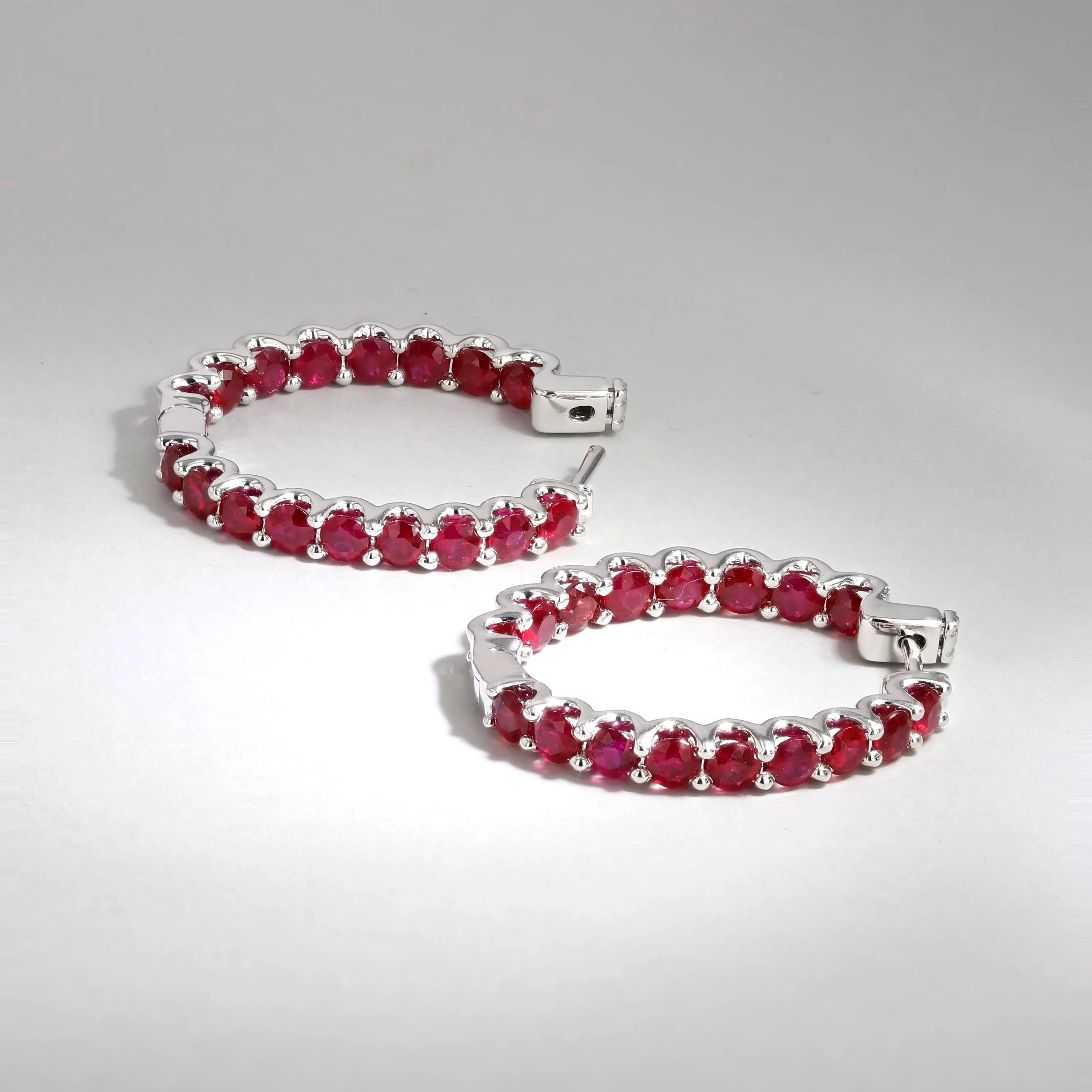 1.70tw Ruby In-Out Eternity Hoop Earrings