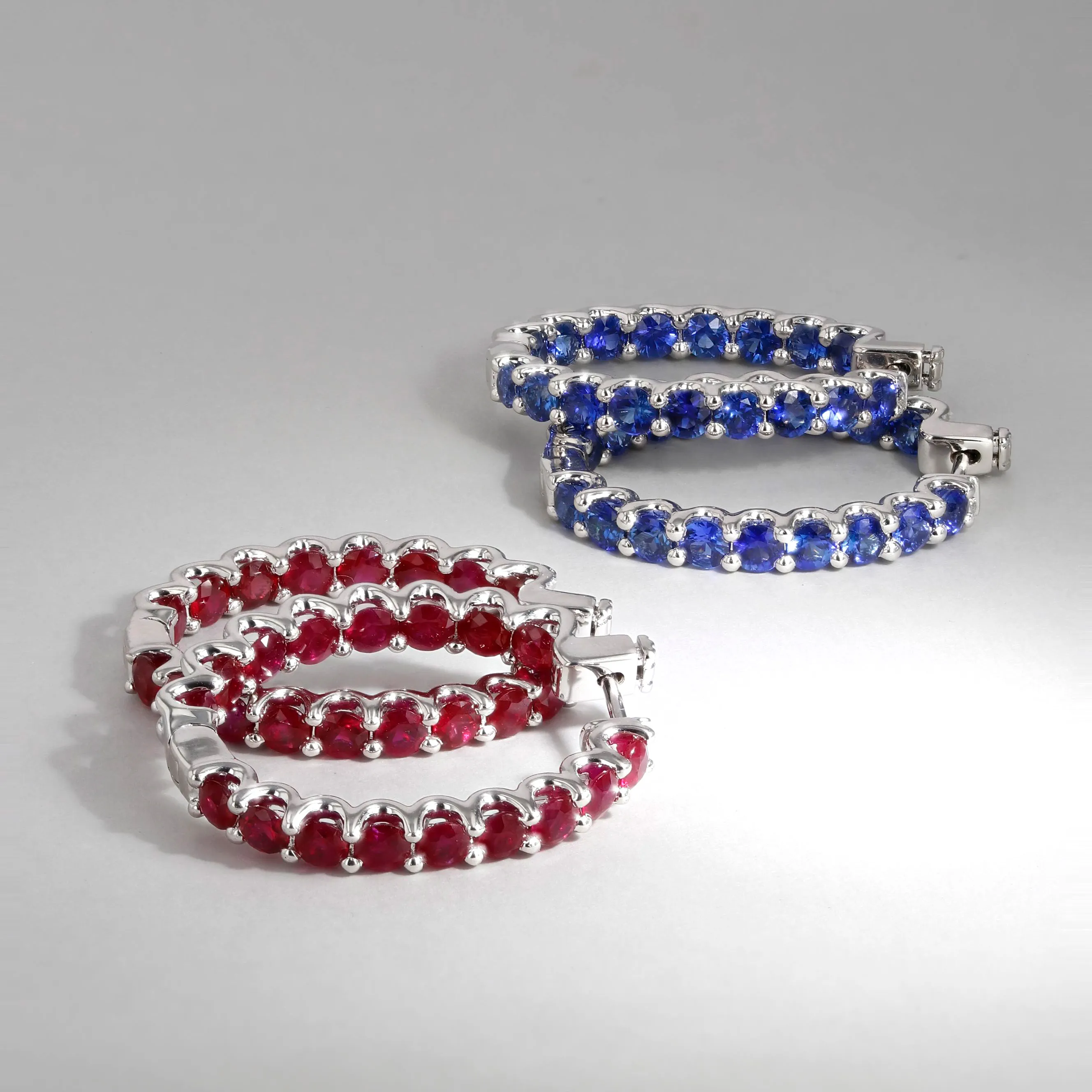 1.70tw Ruby In-Out Eternity Hoop Earrings