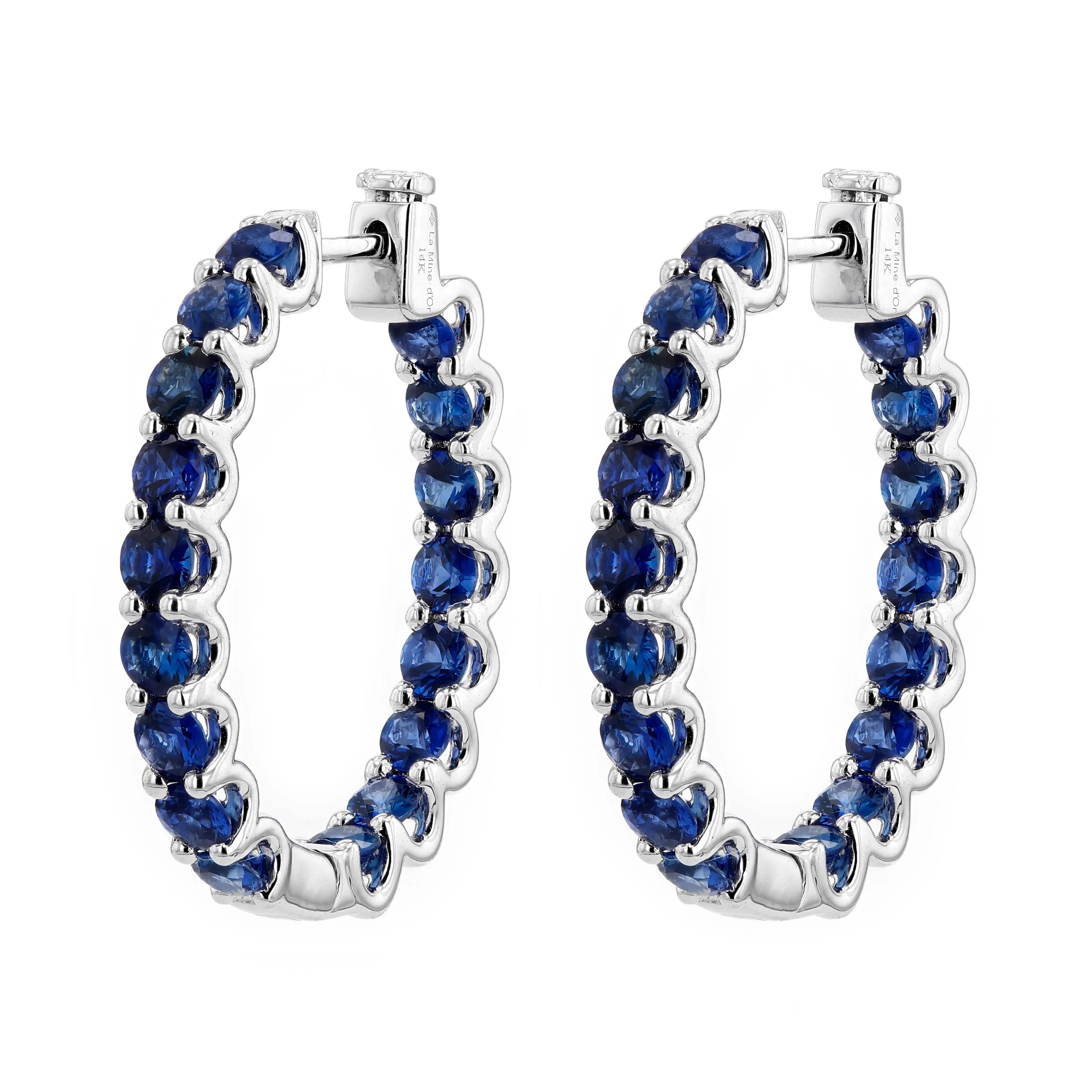 6.00tw Sapphire In-Out Eternity Hoop Earrings