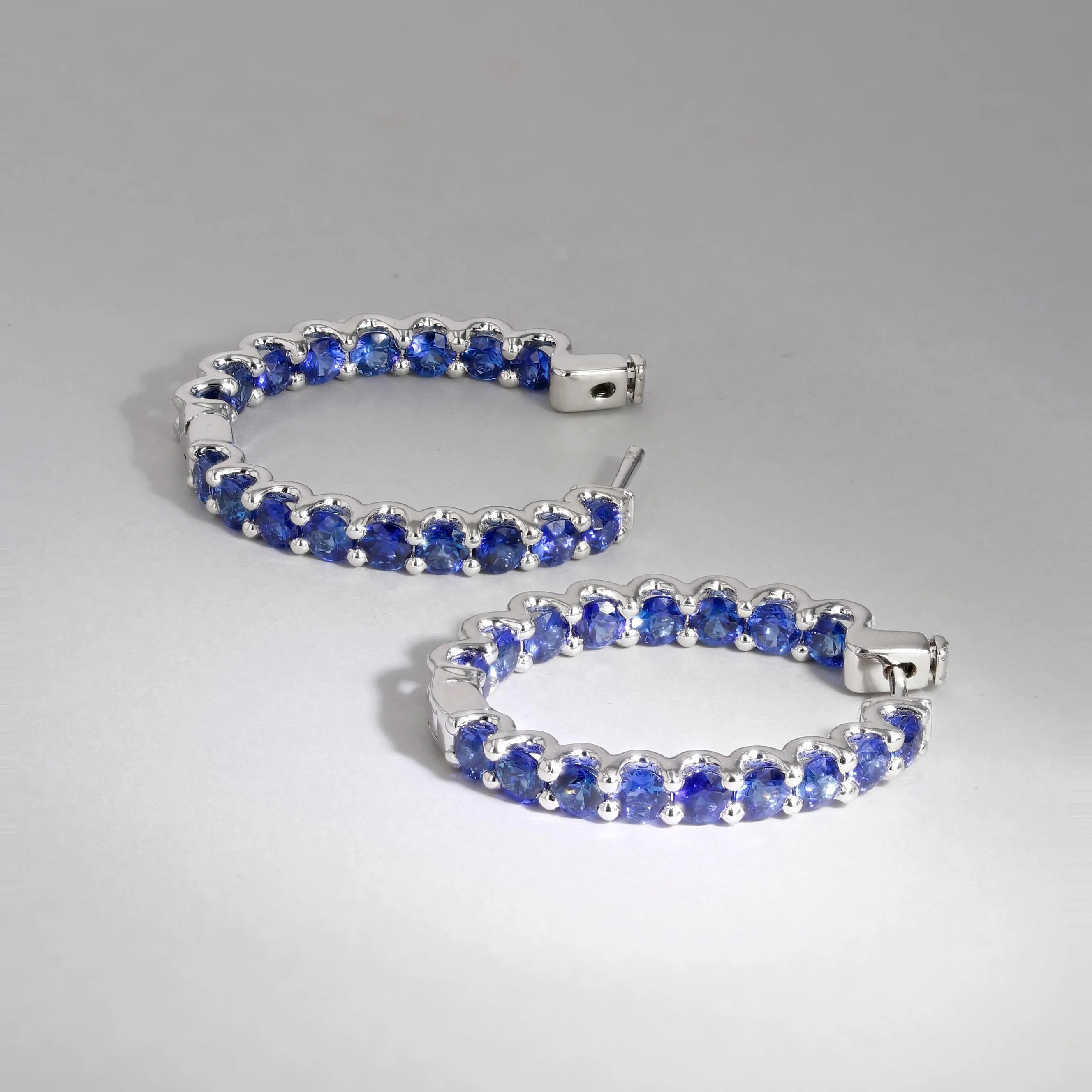 6.00tw Sapphire In-Out Eternity Hoop Earrings