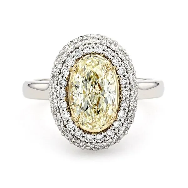 2.53tw Fancy Yellow Oval Diamond Halo Ring La Mine d'Or Moncton, NB