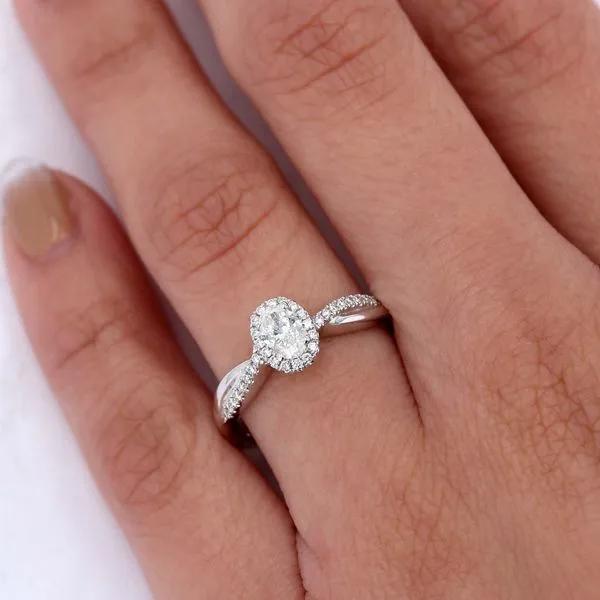 0.57tw Diamond Halo Engagement Ring Image 5 La Mine d'Or Moncton, NB