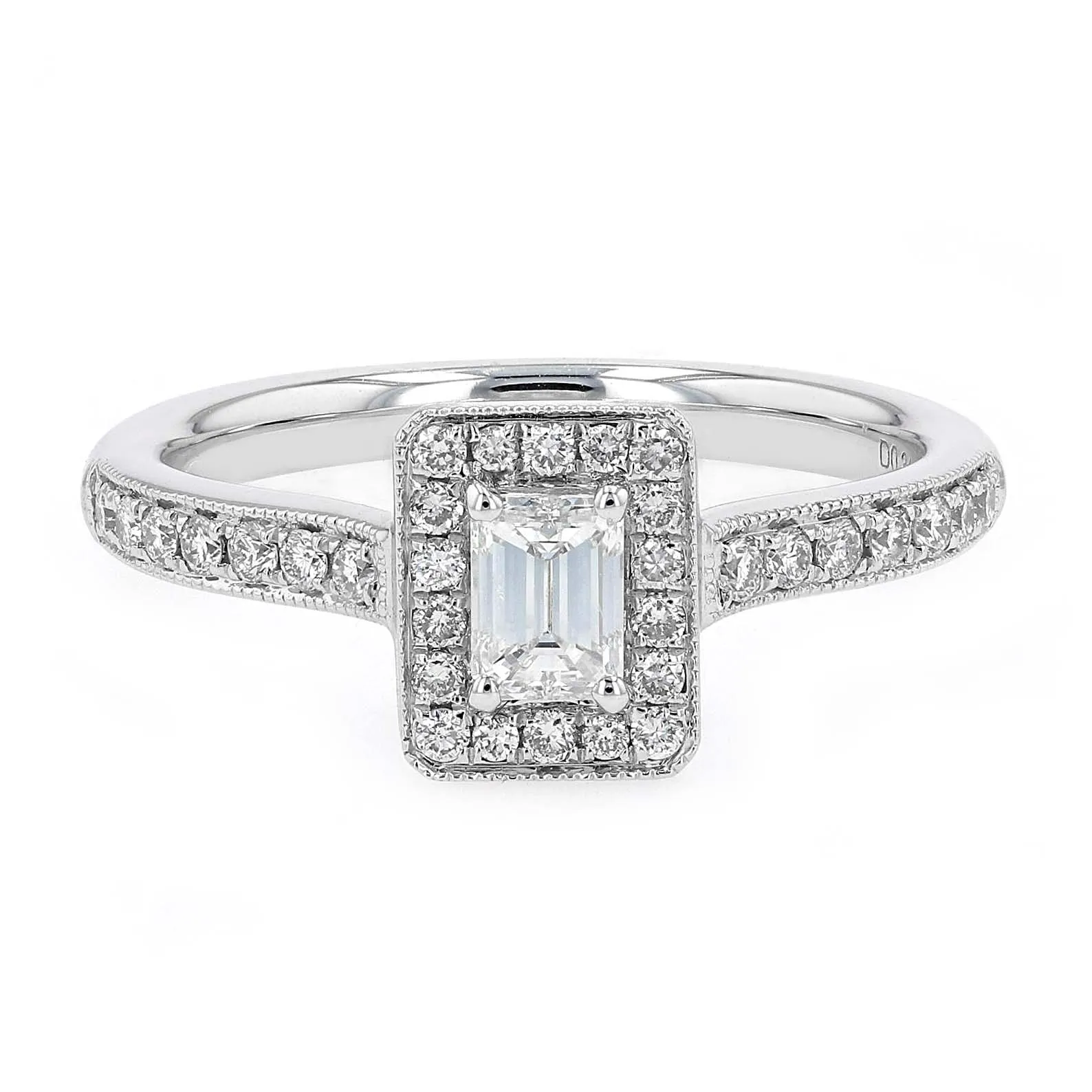 0.65tw Emerald Diamond Halo Pave Engagement Ring La Mine d'Or Moncton, NB