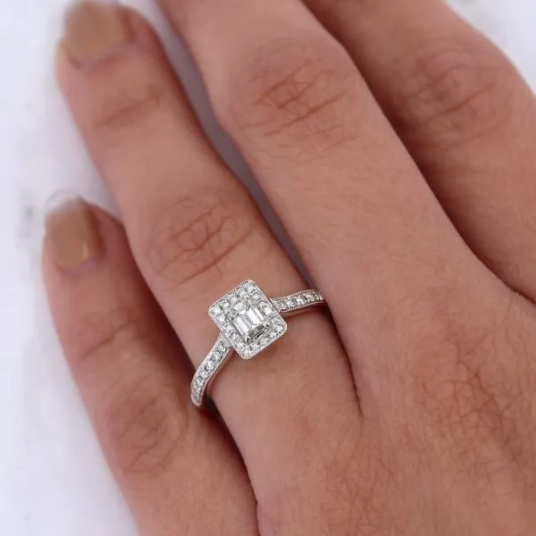 0.65tw Emerald Diamond Halo Pave Engagement Ring Image 5 La Mine d'Or Moncton, NB