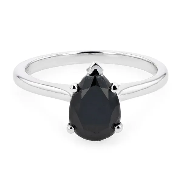 1.15ct Pear Shaped Black Diamond Solitaire Engagement Ring La Mine d'Or Moncton, NB