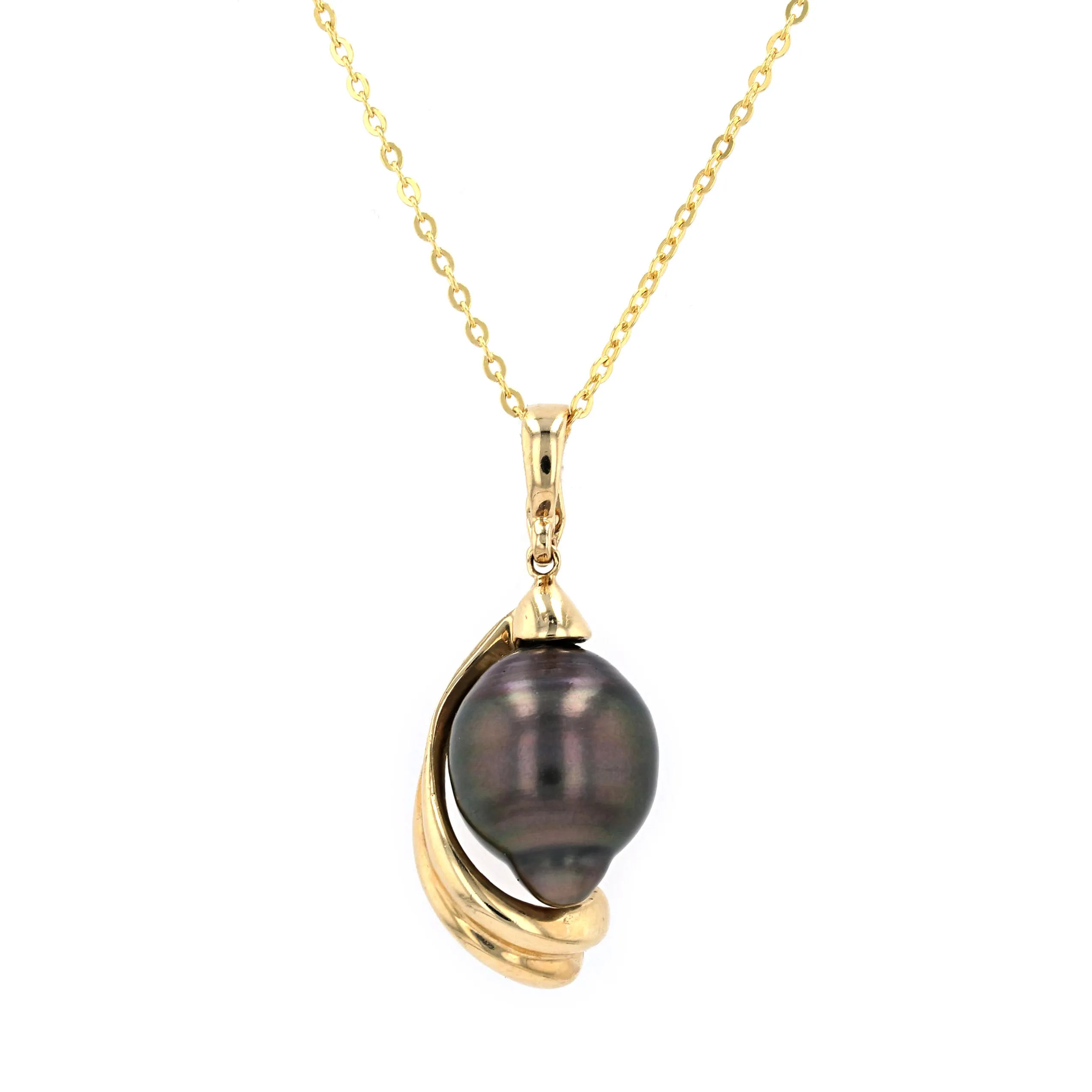 Estate Black Pearl Pendant 14kt Yellow Gold La Mine d'Or Moncton, NB