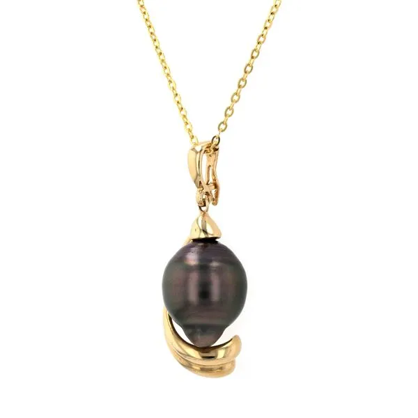 Estate Black Pearl Pendant 14kt Yellow Gold Image 2 La Mine d'Or Moncton, NB